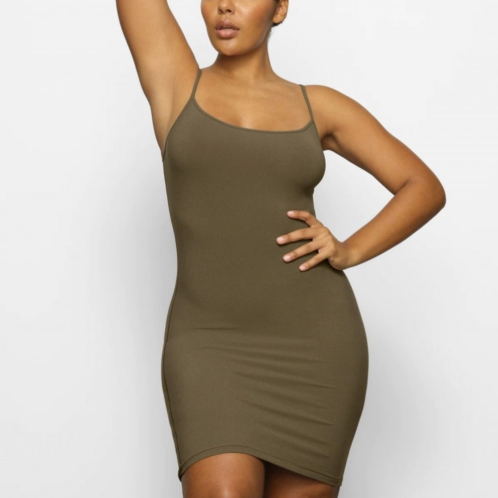 1. NWOT SKIMS SOFT LOUNGE SLIP DRESS IN ARMY